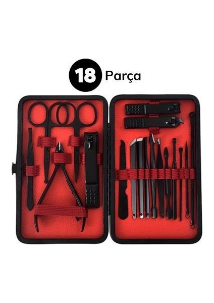 17 Parça Çantalı Manikür Seti, Manikür Pedikür Seti, Tırnak Makası, Cımbız, Törpü, Seyahat Seti modelleri