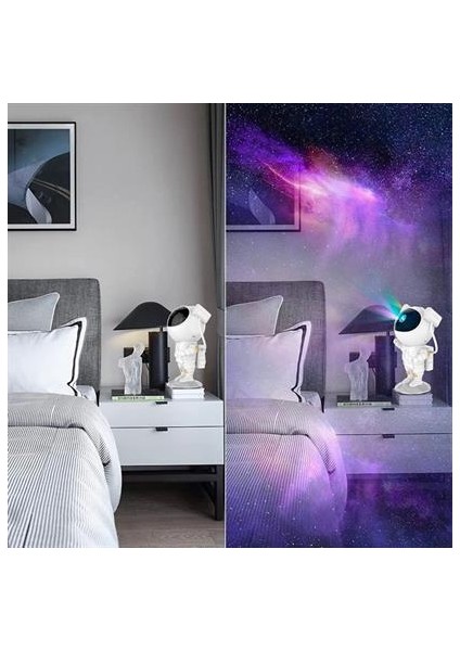 Uzaktan Kumandalı ve Zamanlayıcılı Farklı Renk Işık Modlu Astronot Projektör Gece Lambası fırsatları