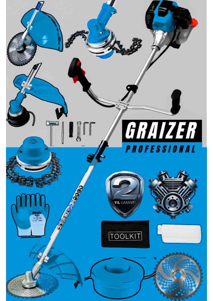 Alman Gtm-20 Yan Tipi Benzinli Motorlu Ot Çalı Tırpanı Çim Biçme Makinesi Tırpan Canavar Baslik