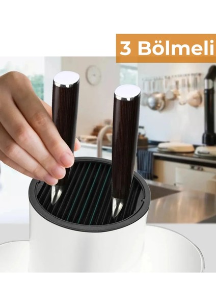 3 Bölmeli Tezgah Üstü Kaşıklık, Bıçak Standı, Beyaz modelleri