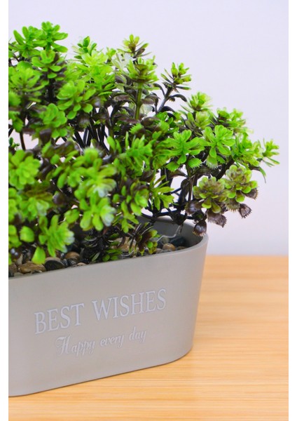 Dekoratif Kayık Saksılı Yapay Çiçekli Ağaç Yeşil 17 cm EVA-5830 C1-1-423 modelleri