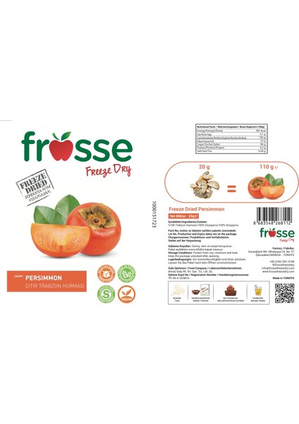 Cennet Hurması Kıtırı - Freeze Dried - Üretici Firmadan Dondurularak Kurutulmuş Trabzon Hurması Cipsi 20 gr