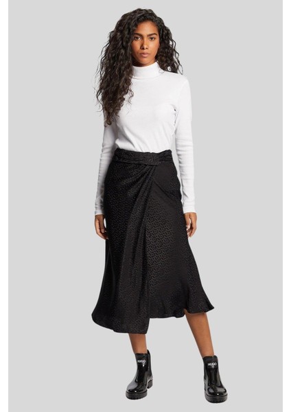Regular Fit Kadın Midi Etek Siyah