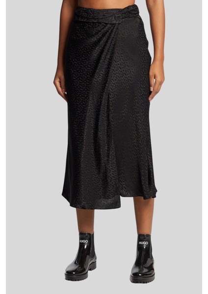 Regular Fit Kadın Midi Etek Siyah