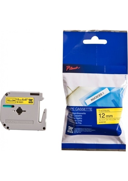 Tonersepeti Brother M-K631BZ Siyah Sarı Lamine Etiket 12MM