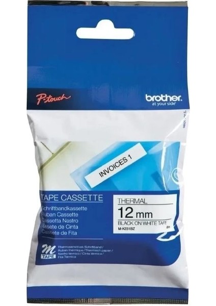 Tonersepeti Brother M-K231BZ Siyah Beyaz Lamine Etiket 12MM