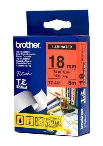 Tonersepeti Brother TZ-441 Kırmızı Üzerine Siyah Etiket Şeridi