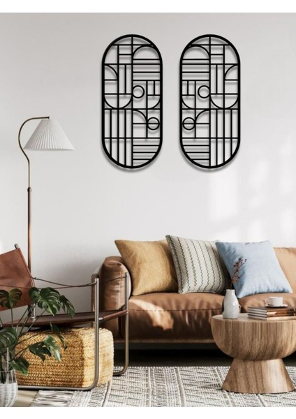 Modern Stil 2 Li Metal Duvar Dekoru Seti