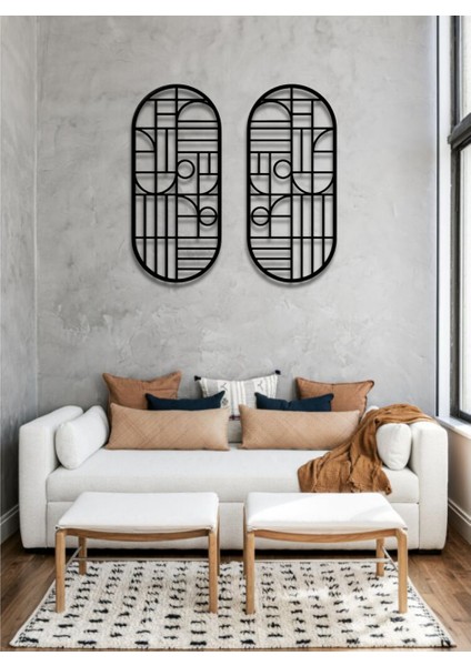 Modern Stil 2 Li Metal Duvar Dekoru Seti