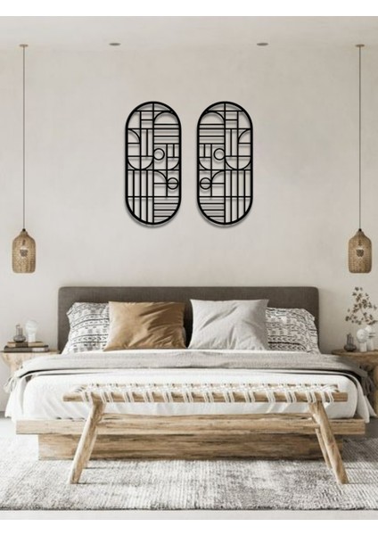 Modern Stil 2 Li Metal Duvar Dekoru Seti