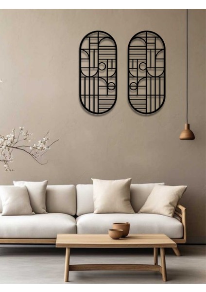 Modern Stil 2 Li Metal Duvar Dekoru Seti