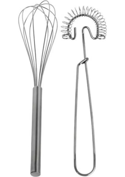2'li Metal Çırpıcı Seti Pasta Kek Çırpma Teli Paslanmaz Metal