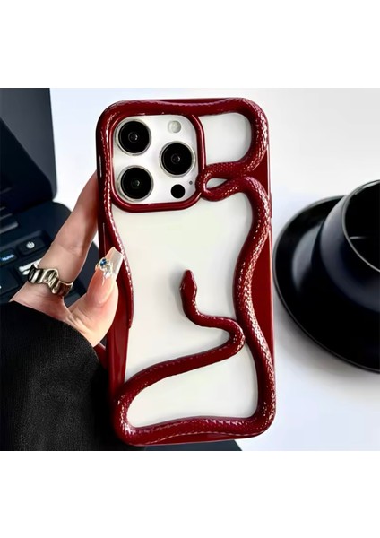 Apple iPhone 15 Pro Max Uyumlu 3D Snake Tasarımlı Silikon Kılıf