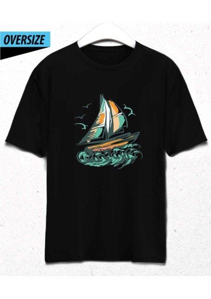 Sail Away Oversize T-Shirt Siyah