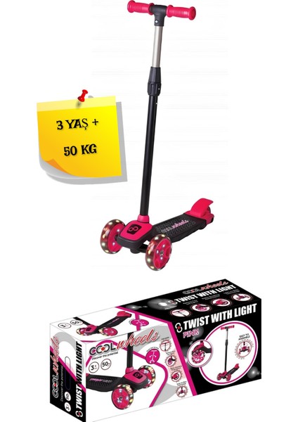 3 Tekerlekli Işıklı Scooter Pembe Renk - 3 Yaş +