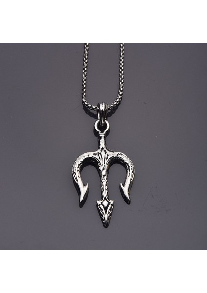 Şeytan Dirgen Kolye Erkek Çelik Takı Aksesuar