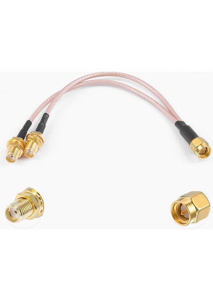 Y Tip RG316 15CM 1x Sma Erkek 2x Sma Dişi Kablo Rf Uzatma Kablosu Altın Kaplama Soket 0-6ghz Wi-Fi Anten Fpv Lora Helium Router Modem Koaksiyel Gps Gsm Gprs