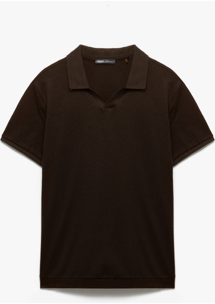 Dokulu Regular Fit Kısa Kollu V Yaka Polo Tişört modelleri