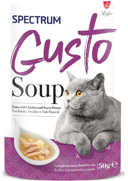 Gusto Ton Balıklı Tavuklu ve Tatlı Patatesli Kedi Çorbası 50GR - 20 Adet fiyatları