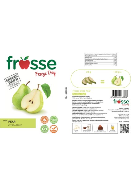 Armut Kıtırı - Freeze Dried - Üretici Firmadan Dondurularak Kurutulmuş Armut Cipsi 20 gr