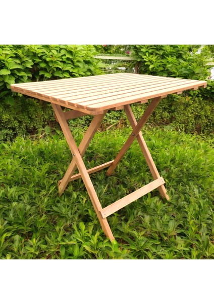 Katlanır Ahşap Bistro Set Bahçe Takımı 4 Sandalye 1 Masa Set Minder Hediyeli