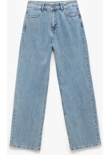 Pamuklu Normal Bel Taş Detaylı Straight Fit Jean indirimleri