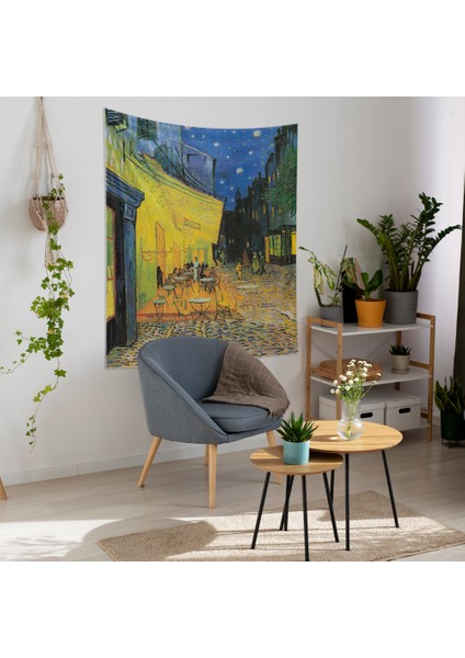 Café Terrace At Night - Kafe Terasta Gece Duvar Örtüsü - 100 cm x 135 cm