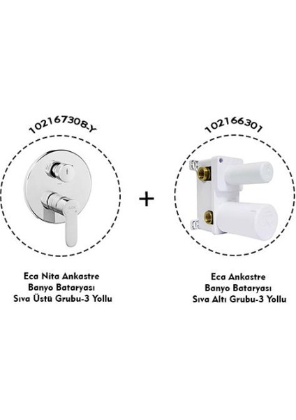 Nita Ankastre Banyo Bataryası 2 Parça Set / 3 Yollu (102167308-Y+102166301)