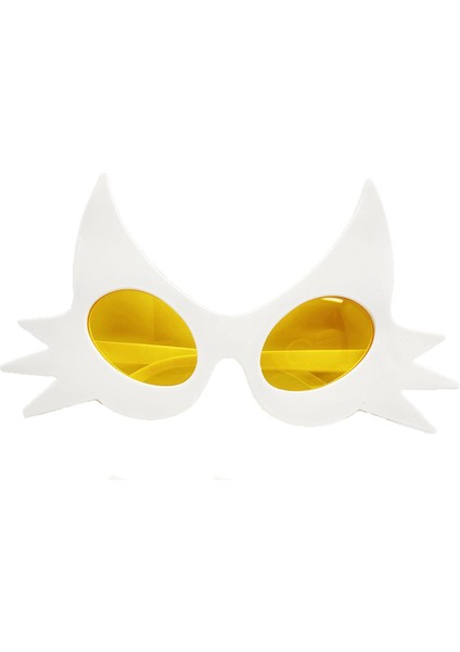 Beyaz Renk Bıyık Tasarımlı Kedi Parti Gözlüğü 19 x 11 cm (4887)