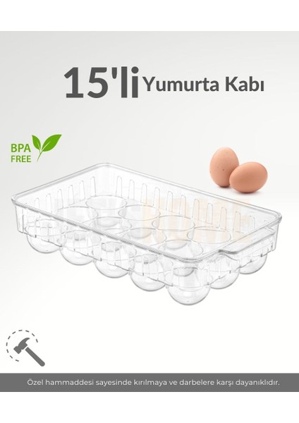 15'li Kapaklı Yumurta Kabı Darbeye Karşı Dayanıklı Yumurtalık Bpa Free Buzdolabı Organizeri Düzenleyici fiyatları