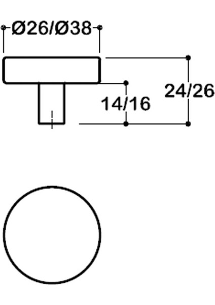 1910 Tek Delikli Düğme Kulp Fırçalı Mat Altın Renk Çap 38 mm