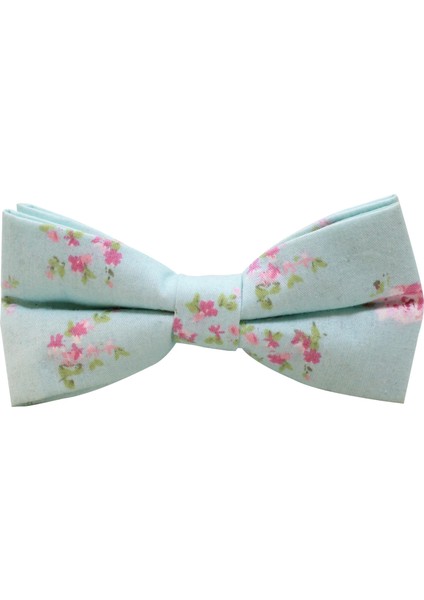 Çiçek Desenli Mavi Papyon