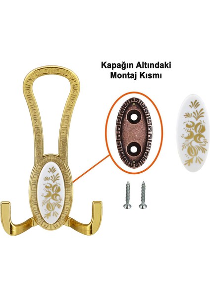 Portmanto Vestiyer Duvar Banyo Askısı Metal Dolap Elbise Askılığı Gold Beyaz Desenli 4 Adet fırsatları