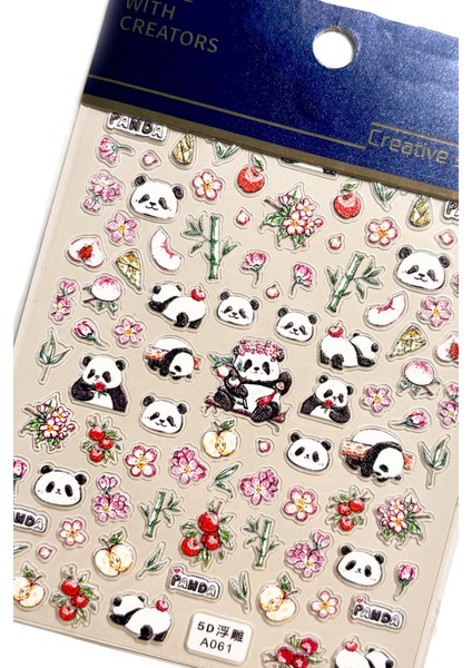 Panda Ve Çiçek Desenli Tırnak Süsü Tırbak Sticker fiyatları