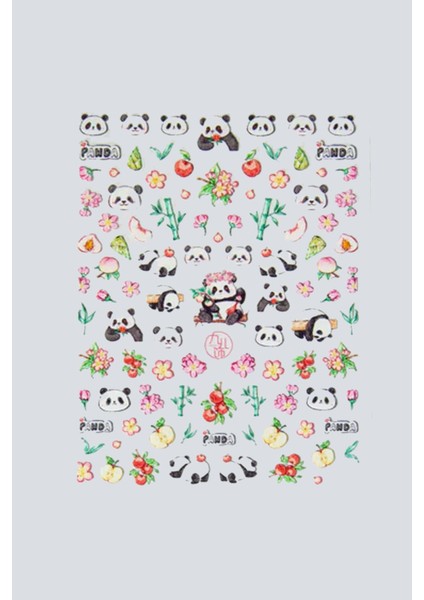 Panda Ve Çiçek Desenli Tırnak Süsü Tırbak Sticker modelleri