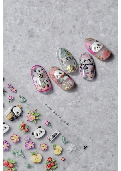 Panda Ve Çiçek Desenli Tırnak Süsü Tırbak Sticker indirimleri