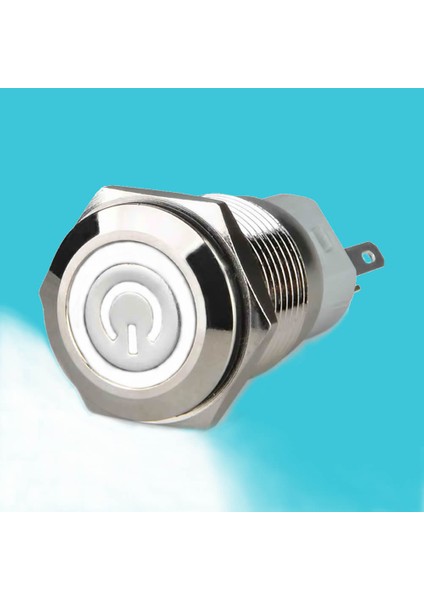 16mm Metal Buton Beyaz Power Sembol Led Işıklı Panel Montaj Düz Kafa Kilitlemeli DC 6A 12V IP67 Su Geçirmez Düğme Başlatma Kontrol Otomasyon Araba Makina Bilgisayar indirimleri