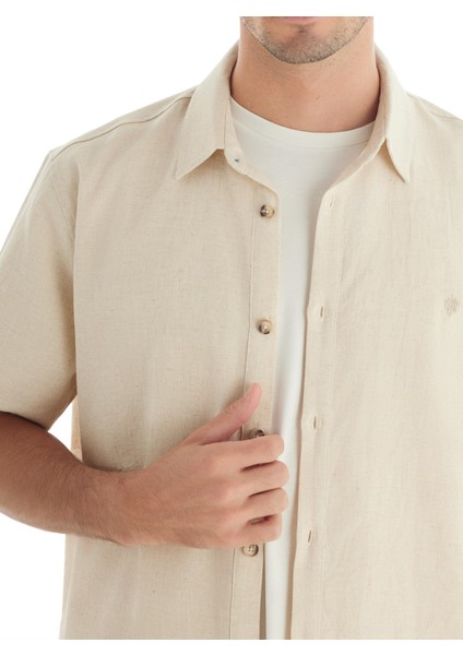 Erkek Preimum Keten Kısa Kol Bej Gömlek C8T3N7O04 modelleri