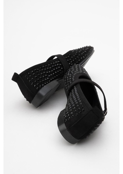 Kadın Kemerli Taşlı Küt Burunlu Babet Siyah fırsatları