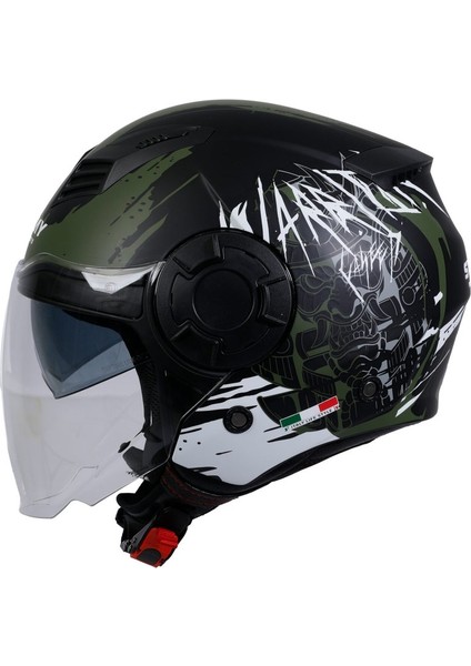 Sw 766 Warrıor Matt Black Army Grey Yarım Kask