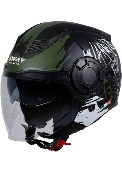 Sw 766 Warrıor Matt Black Army Grey Yarım Kask