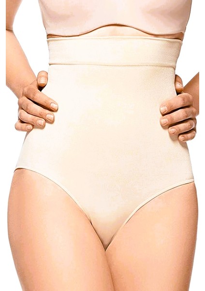 Göbek Alt Karın ve Basen Toparlayıcı Gögüs Altı Kadın Kaydırmaz Ten Yüksek Bel Silikonlu Slip Korse