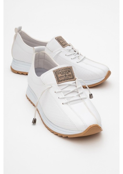 Kadın Bağcıklı Günlük Ayakkabı Beyaz Cilt
