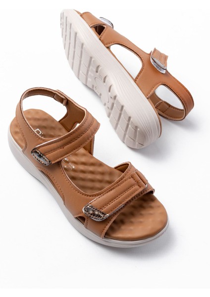 DM-363 Taba Baret Cırtlı Dikişli Günlük Kadın Sandalet fırsatları