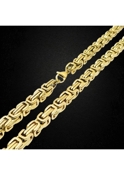 Çelik Kolye Kral Zincir Model 0.5 mm 55 cm Bizans Bağlantı Altın Sarısı Gold modelleri
