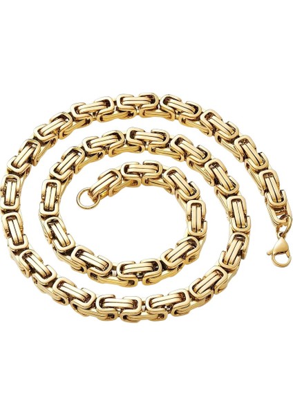 Çelik Kolye Kral Zincir Model 0.5 mm 55 cm Bizans Bağlantı Altın Sarısı Gold fırsatları