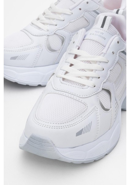 Bağcıklı Anorak Kadın Spor Ayakkabı Beyaz Gümüş modelleri