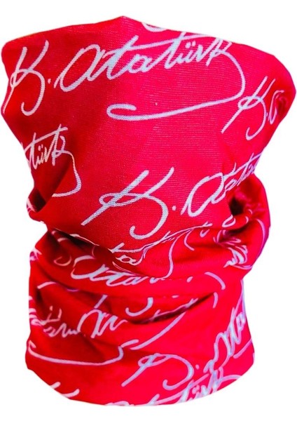 Kırmızı Atatürk Imzalı Boyunluk-Bandana