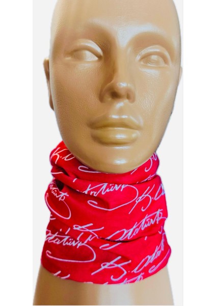 Kırmızı Atatürk Imzalı Boyunluk-Bandana modelleri
