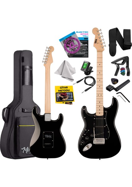 RPH-31BK Solak Elektro Gitar Seti Maple Klavye Strat Kasa Sss Manyetik